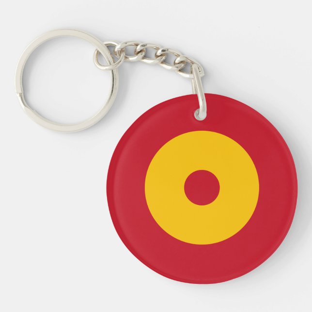 Spain country flag roundel round circle symbol arm keychain (Front)