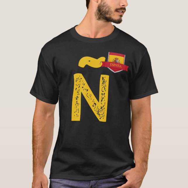 Spain España Human-Flag Letter N Spain España T-Shirt (Front)