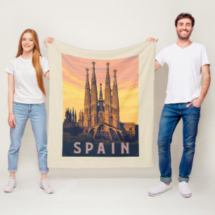 Spain Familia Sagrada Fleece Blanket