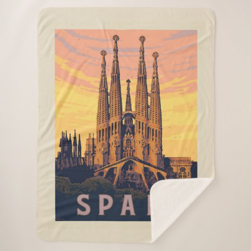 Spain  Familia Sagrada Sherpa Blanket