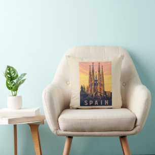 Spain Familia Sagrada Throw Pillow