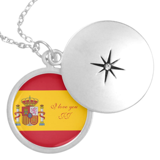 Spain flag - Bandera de Espana Silver Plated Necklace (Front)