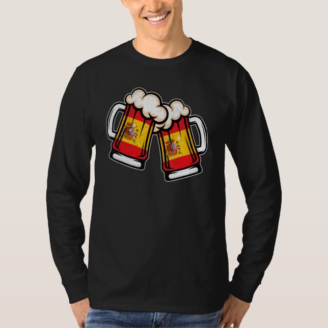 Spain Flag Beer Mug   Cool Spanish Beer T-Shirt (Front)