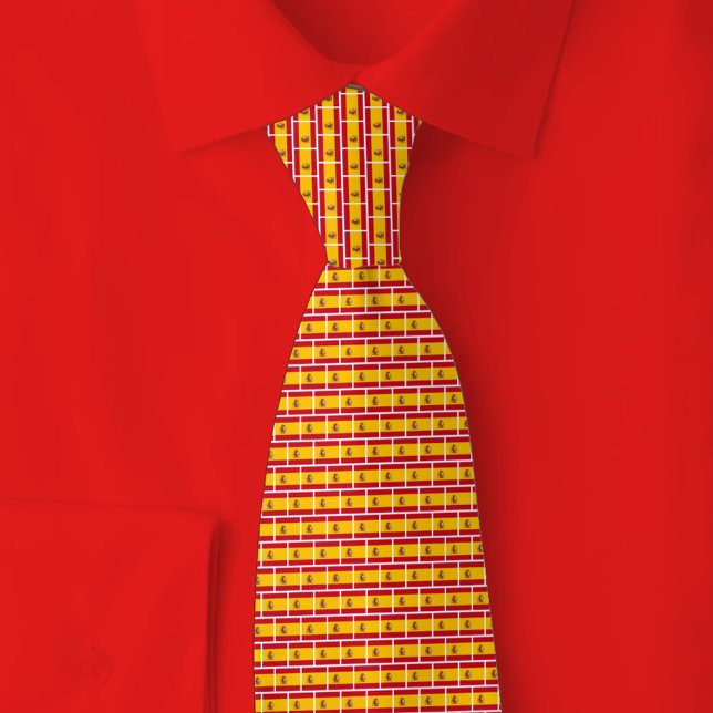 Spain Flag Brick Pattern Neck Tie (Creator Uploaded)