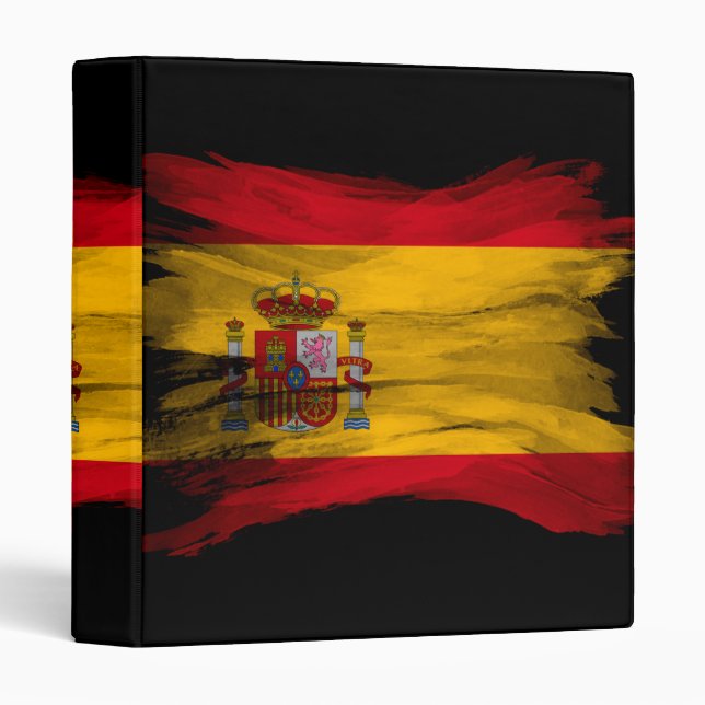 Spain flag brush stroke, national flag 3 ring binder (Front/Spine)