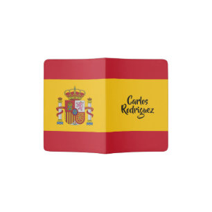 Spain Flag custom name passport cover