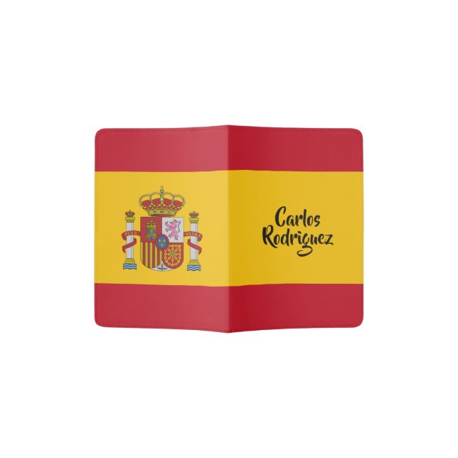 Spain Flag custom name passport cover (Opened)