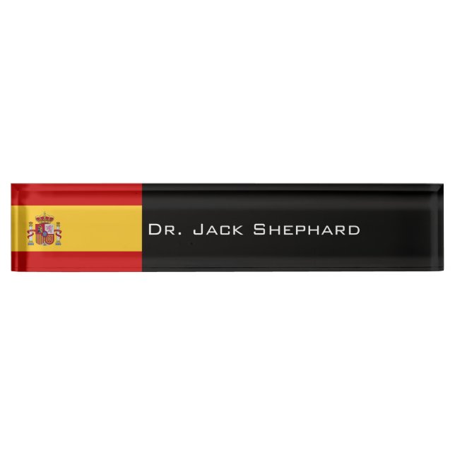 Spain Flag Desk Name Plate (Front)