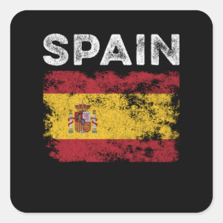 Spain Flag Distressed - Spanish Flag Square Sticker