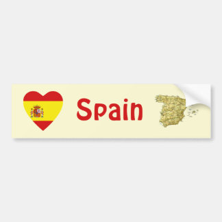 Spain Flag Heart + Map Bumper Sticker
