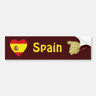 Spain Flag Heart + Map Bumper Sticker