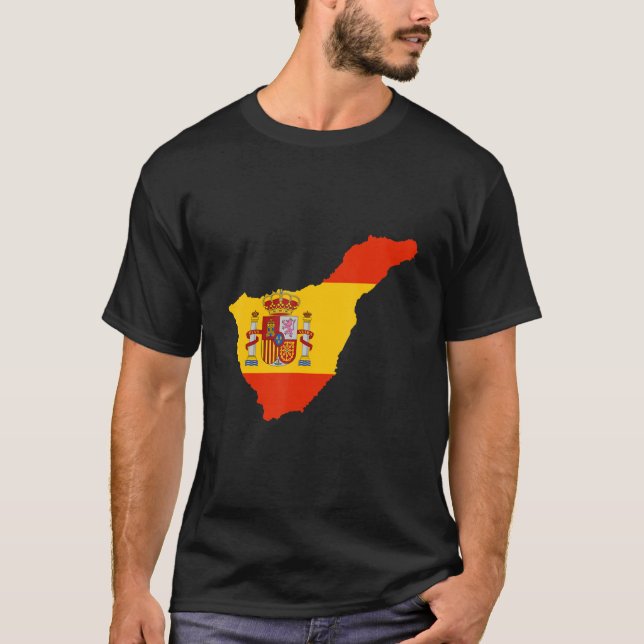 Spain flag in Tenerife outline Tenerife T-Shirt (Front)