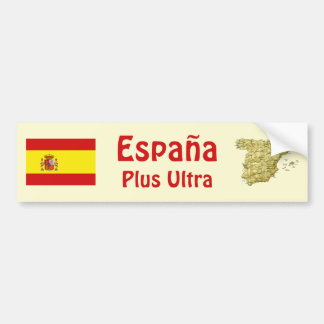 Spain Flag + Map Bumper Sticker