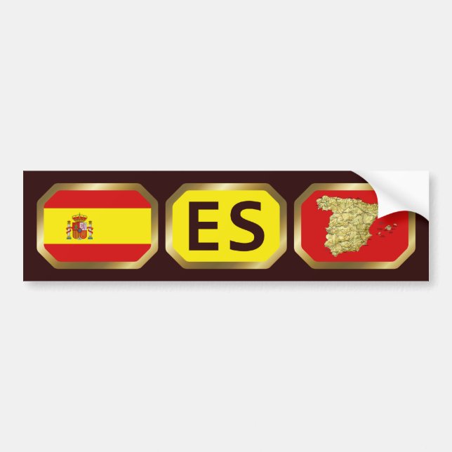 Spain Flag Map Code Bumper Sticker (Front)