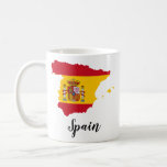 Spain Flag Map Coffee Mug<br><div class="desc">Show everyone your love for the country of Spain with this unique coffee mug featuring a map of Spain filled in with the colors of the Spanish flag. The font and color of the text and the background color of the product can be changed to fit your preference.</div>