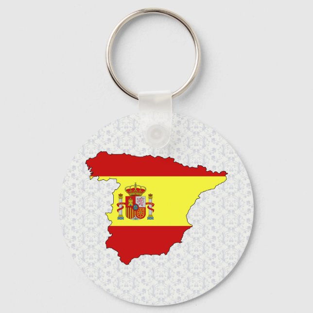 Spain Flag Map full size Keychain (Front)