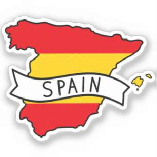 Spain Flag Map Patriotic Spanish Pride World Cup Sticker