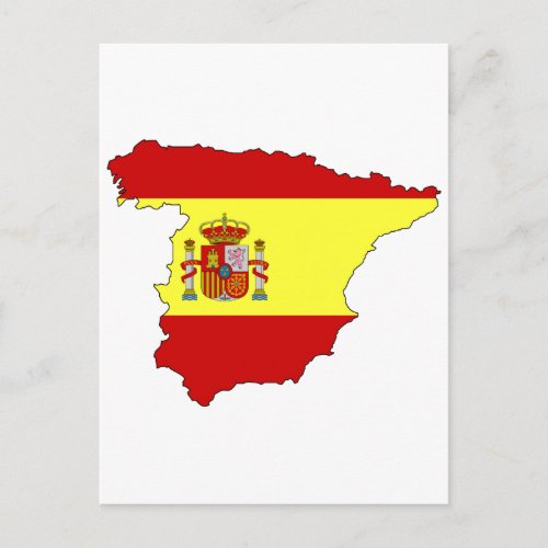 Spain flag map postcard