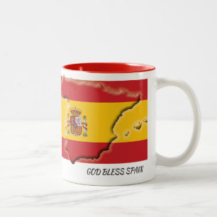 SPAIN FLAG MAP Scripture Customized Two-Tone Coffee Mug