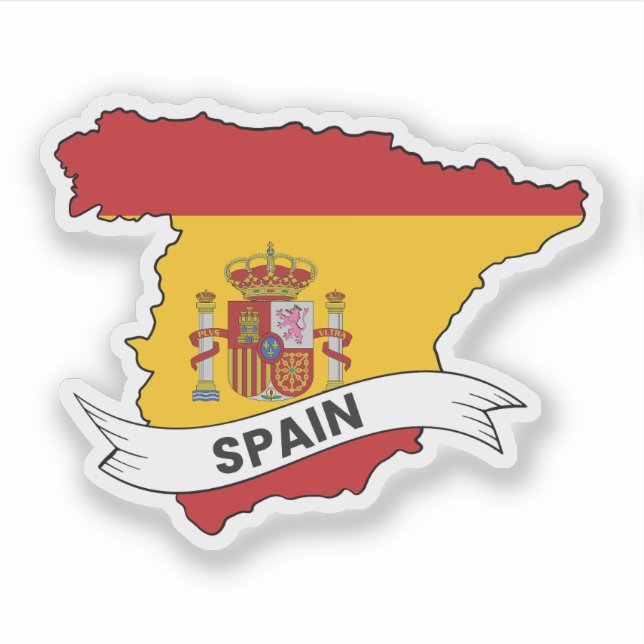 Spain Flag Map Sticker (Front)