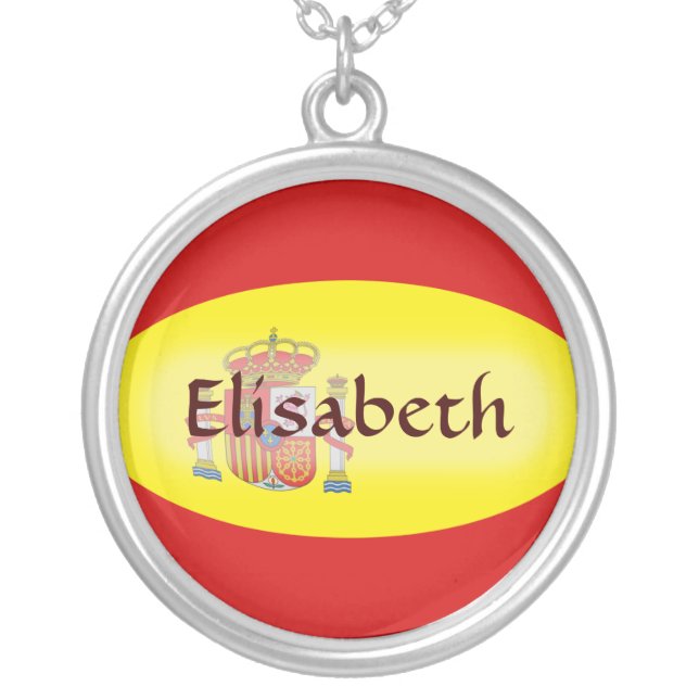 Spain Flag + Name Necklace (Front)
