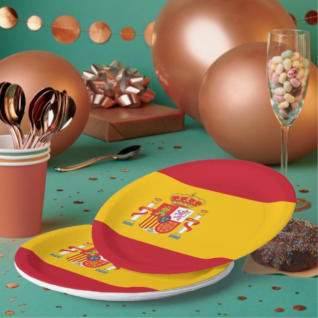 Spain flag paper plates (Multi)