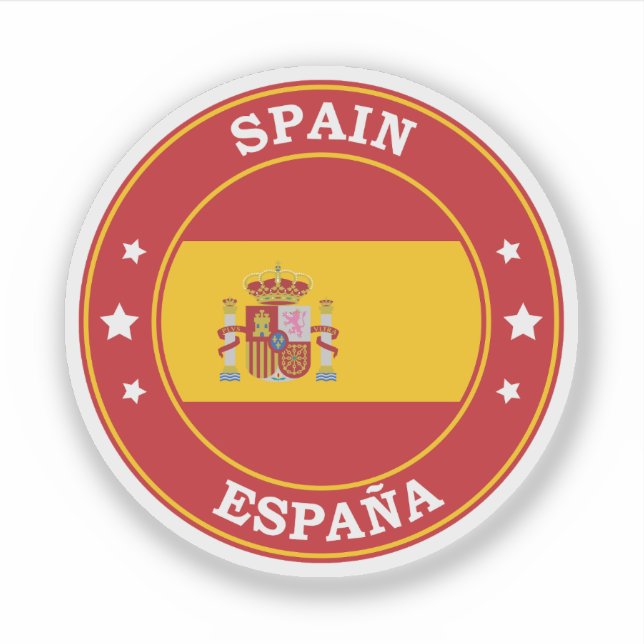 Spain Flag Round Circle Emblem Sticker (Front)
