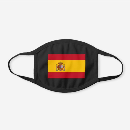 Spain Flag Spanish Patriotic Black Cotton Face Mask (Front)