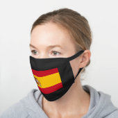 Spain Flag Spanish Patriotic Black Cotton Face Mask (Angled)