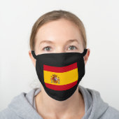 Spain Flag Spanish Patriotic Black Cotton Face Mask (Worn)