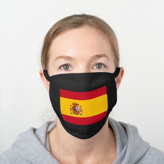 Spain Flag Spanish Patriotic Black Cotton Face Mask (Worn)