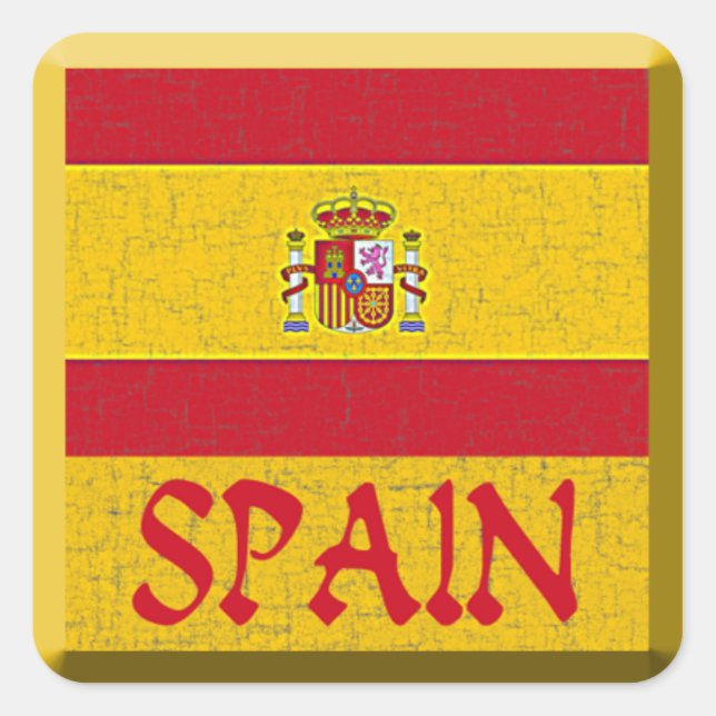 SPAIN FLAG SQUARE STICKER (Front)