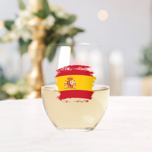 Spain flag stemless wine glass