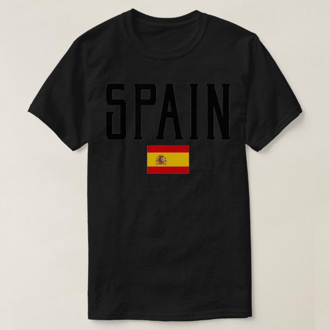 Spain Flag Vintage Black Tet  T-Shirt (Design Front)