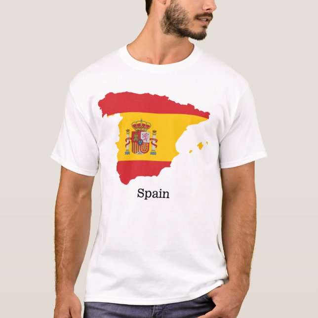 Spain Flag within Map Souvenir Design T-Shirt (Front)