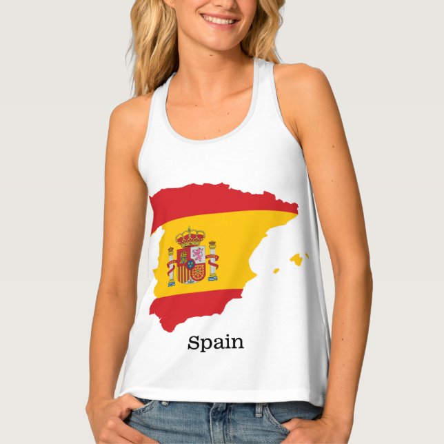 Spain Flag within Map Souvenir Design Tank Top (Front)