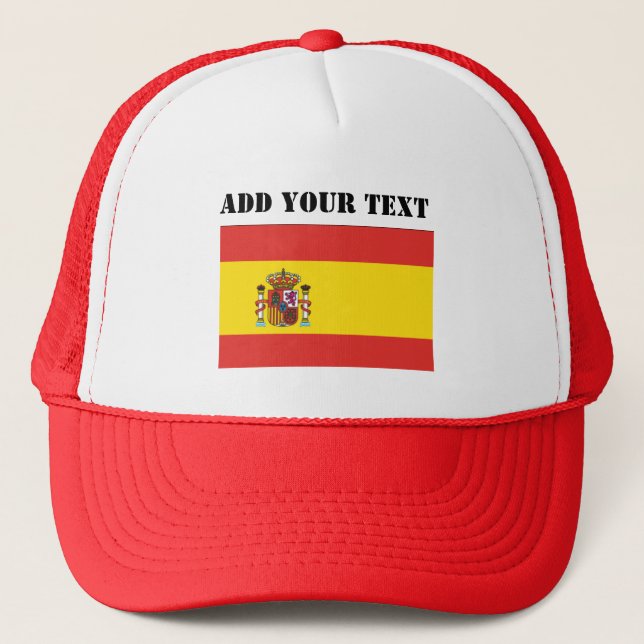 Spain Flag World Cup 2022 Football Soccer Trucker Hat (Front)