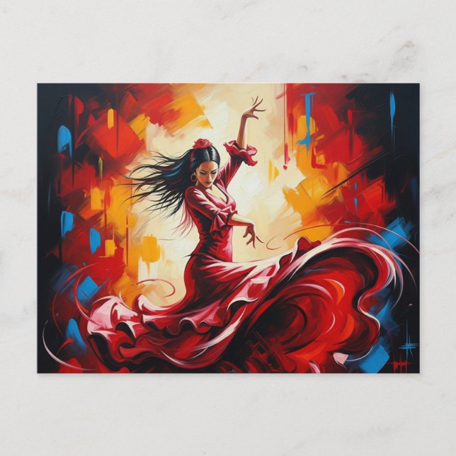 Spain Flamenco Dancer Colorful Postcard (Front)