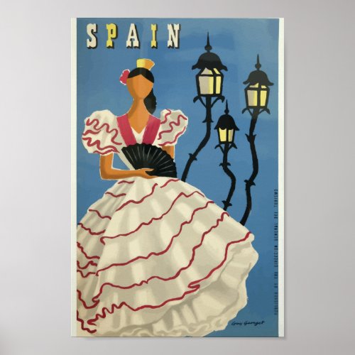 Spain Flamenco Dancer Vintage Travel Poster