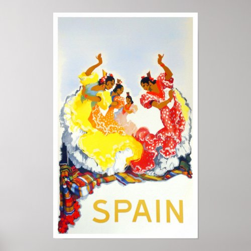 Spain Flamenco vintage travel Poster