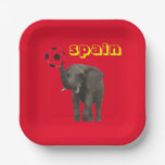 Spain Football Elephant Red Yellow Modern Paper Plates