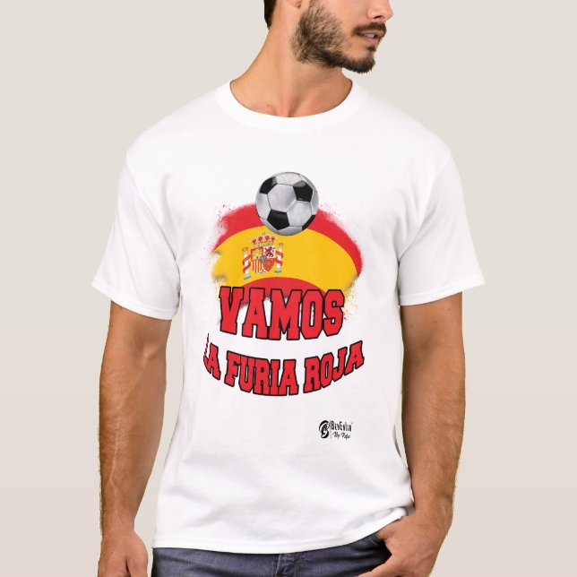 Spain Football Vamos La Furia Roja 2 White T-Shirt (Front)