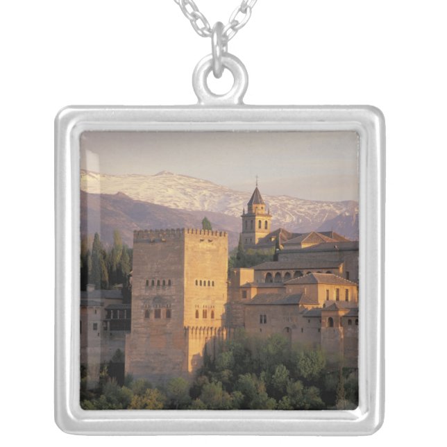 Spain, Granada, Andalucia The Alhambra, Silver Plated Necklace (Front)