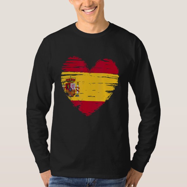 Spain Heart Spanish Flag Spanish Pride T-Shirt (Front)