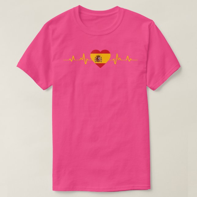 Spain Heartbeats Ekg Espana Flag  T-Shirt (Design Front)