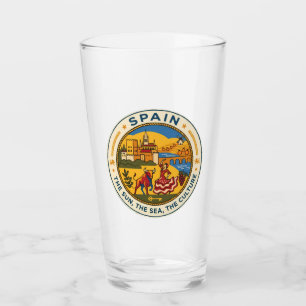 Spain Illustration Travel Art Badge Glass