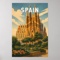 Spain Illustration Travel Art Vintage