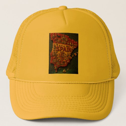 Spain in 3D Mosaic Art Trucker Hat