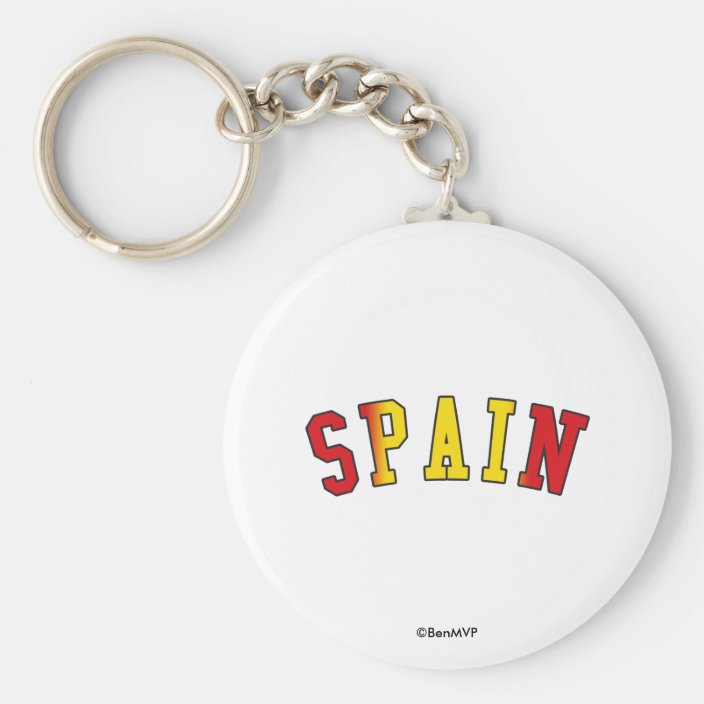 Spain in National Flag Colors Keychain