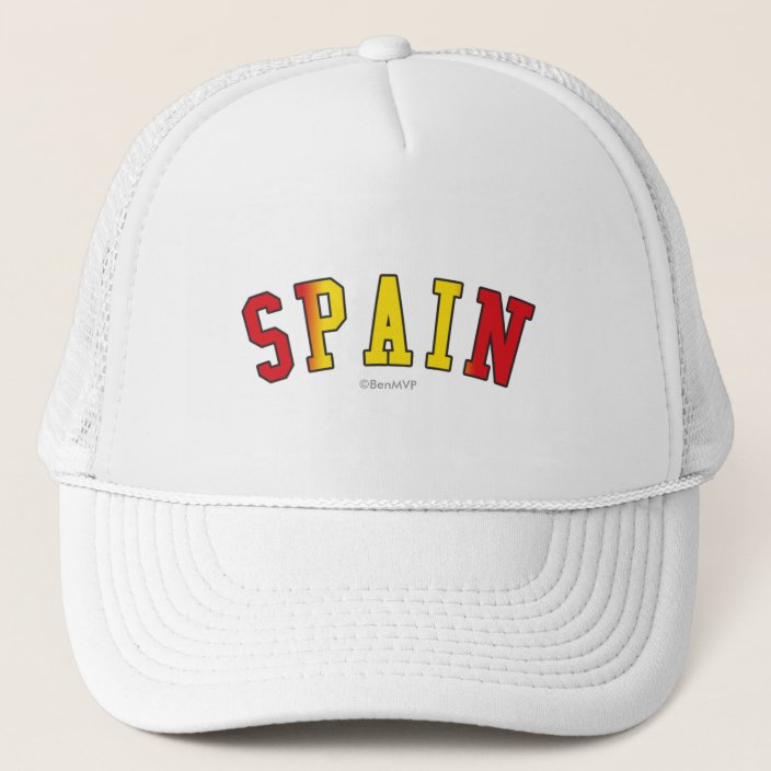 Spain in National Flag Colors Mesh Hat